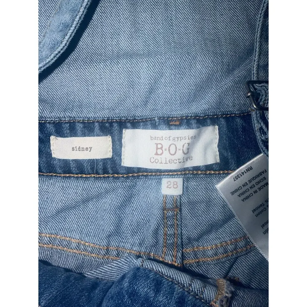 Band of gypsies women’s distressed jeans short overalls